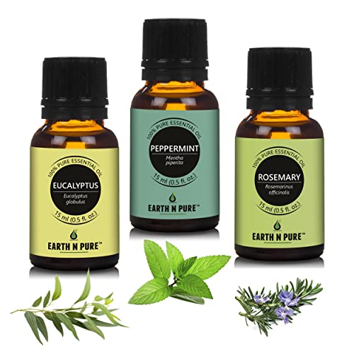 Image of EARTH N PURE Oils (Pack of 3 (Eucalyptus, Peppermint, Rosemary Oils), 15 Ml)