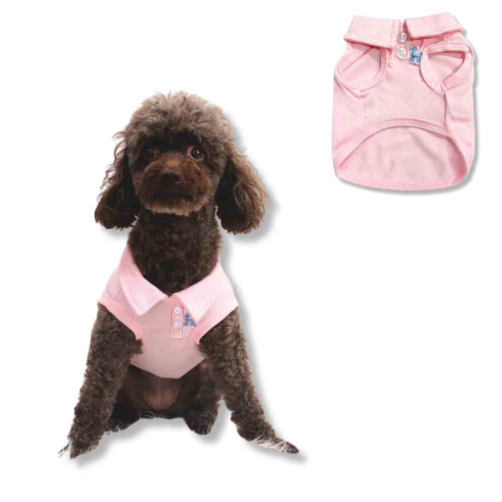 Pawcart Dog T Shirt Puppy for Small Size Breeds | Ultra Soft & Lightweight Casual Pet Tshirt | Polyester Material, Sleeveless Polo Collar Dog Summer Tshirt (Pink - XS) (B0CVDSZF63) Amazon Price History, Amazon Price Tracker