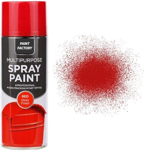 Paint Factory® 400ml Professional Quality Fantastic Finish All-Purpose Interior Exterior Household Spray Paint for Wood Metal Plastic Ceramics & More (Red Gloss)