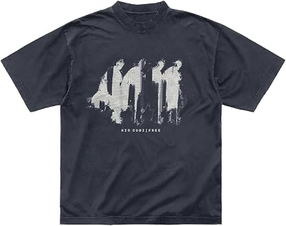 Kid Cudi Camiseta unissex para adultos Kid Cudi Official Free, Preto desbotado, P por Artista não identificado — capa do álbum