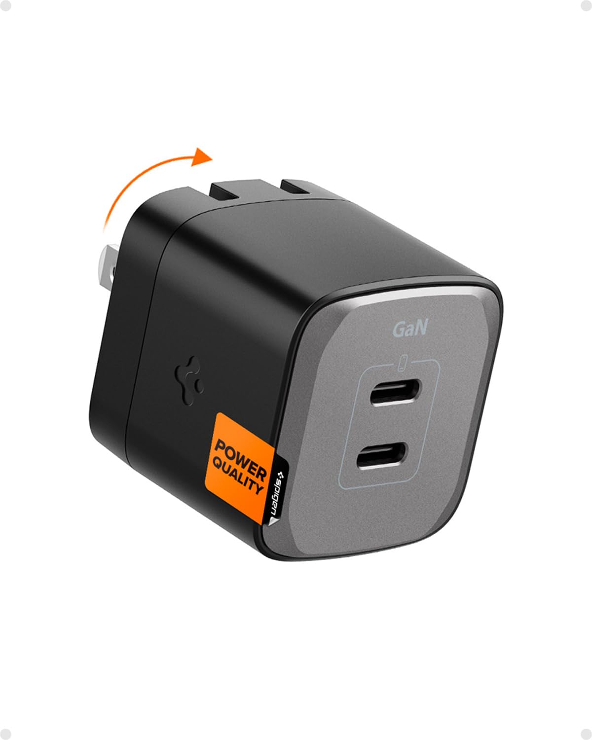 Spigen GaN III 352 35W 2 Ports Compact Foldable Dual USB C Wall Charger PD PPS Fast Charging Block Adapter for iPhone 16 Plus Pro Max 15 14 Mini iPad Air AirPods Galaxy S25/S24 Fold/Flip 6 Pixel 8a 8