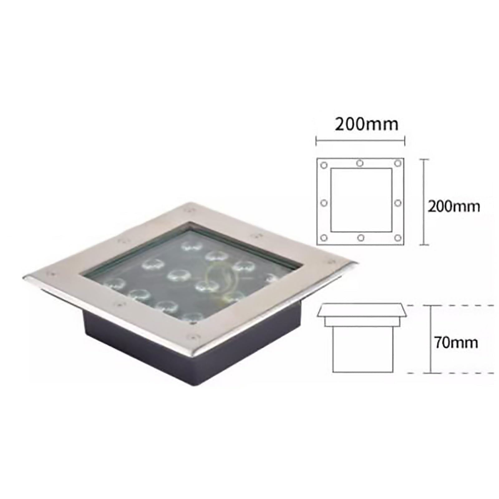 Oświetlenie krajobrazowe LED - podwodne światło wpuszczane, lampy podłogowe LED, kwadratowa lampa pochowana, materiał ze stali nierdzewnej, wodoodporny reflektor podłogowy IP67 do oświetlenia ogrodu