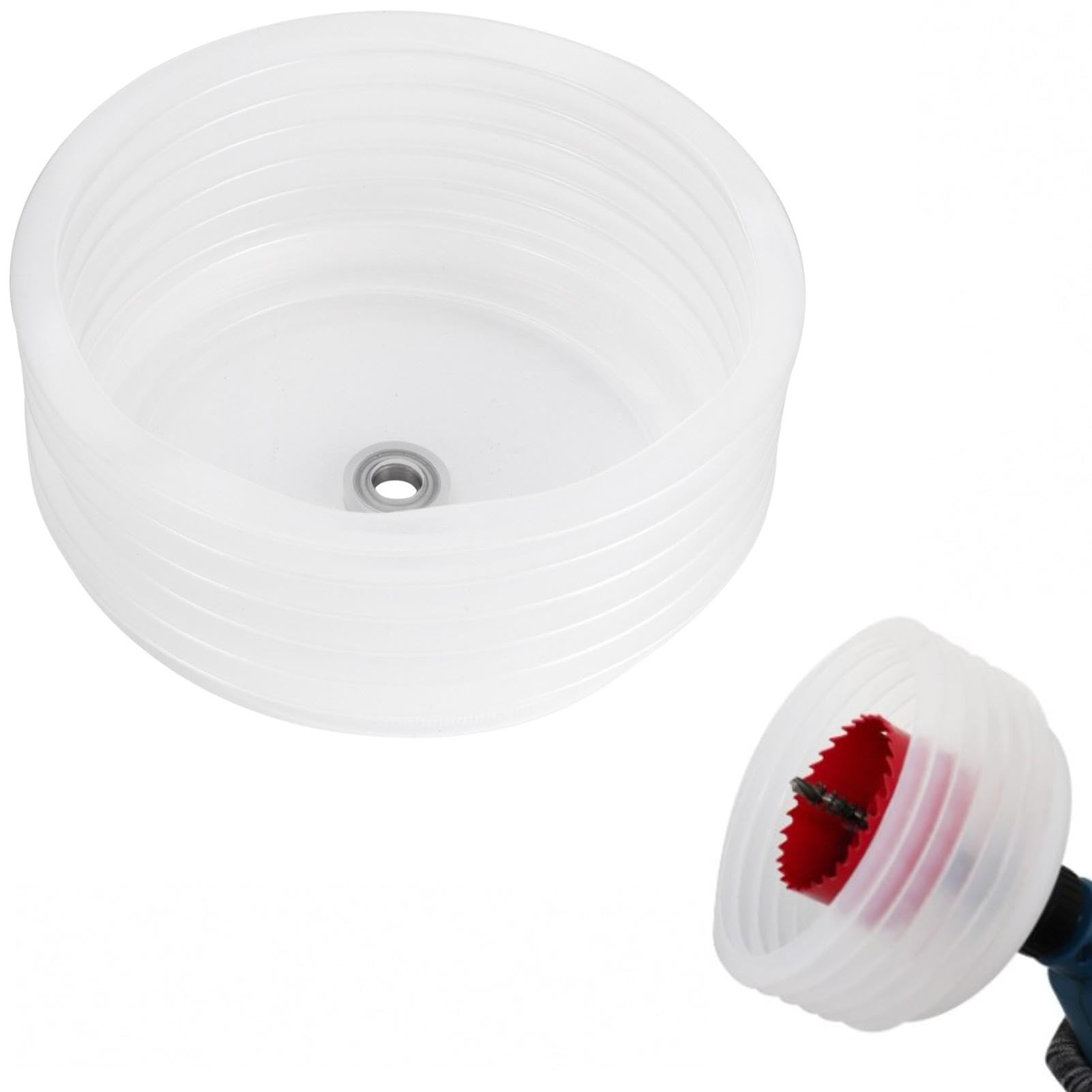 Hole Saw Dust Catcher, Bowl Drill Dust Cover Drywall Dusts Collector, Transparent Drill Ash Bowl for 0.63-4.92 Inch Hole Openers for Elastic Sealing HoleSaw Accessories, Easy Operate
