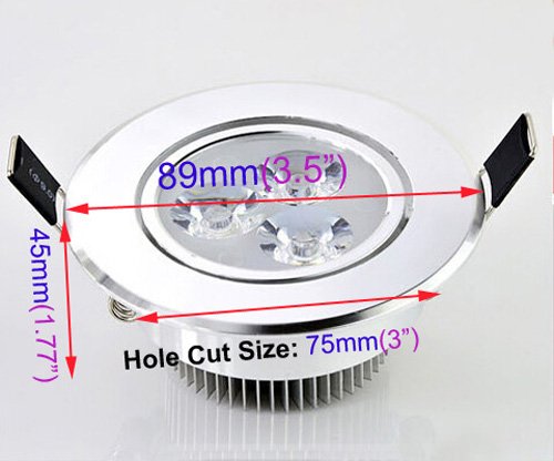 BRILLRAYDO 3W LED Ceiling Spot Light Fixture Bulb Flush Mounting Cabinet Recessed Frosted Glass Lamp Pure white