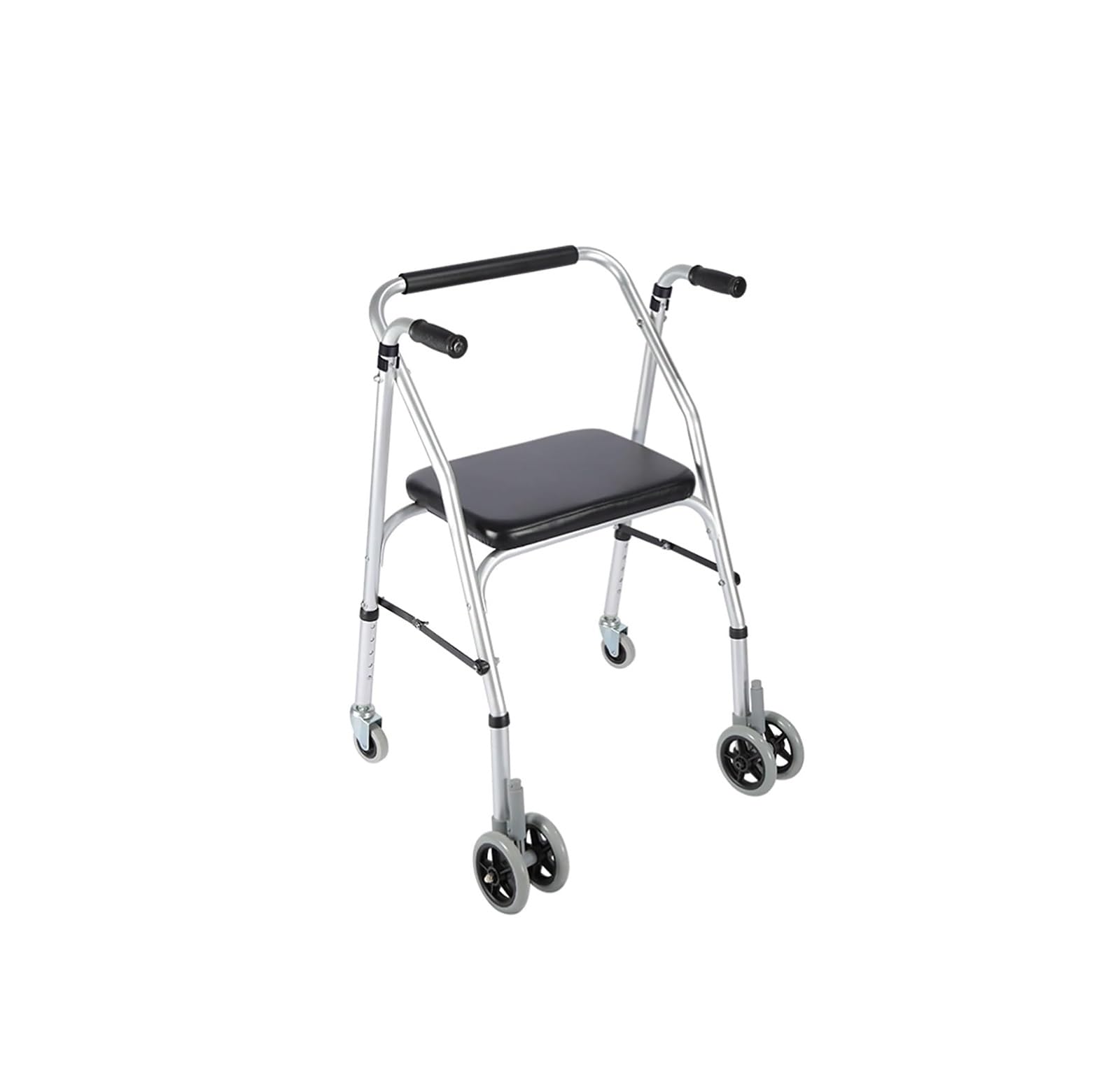 Deambulatore per adulti, Pieghevole, Leggero, Rollator a quattro ruote regolabile in altezza, con sedile e telaio, deambulatore per mobilità stretta, per anziani o disabili facile da piegare