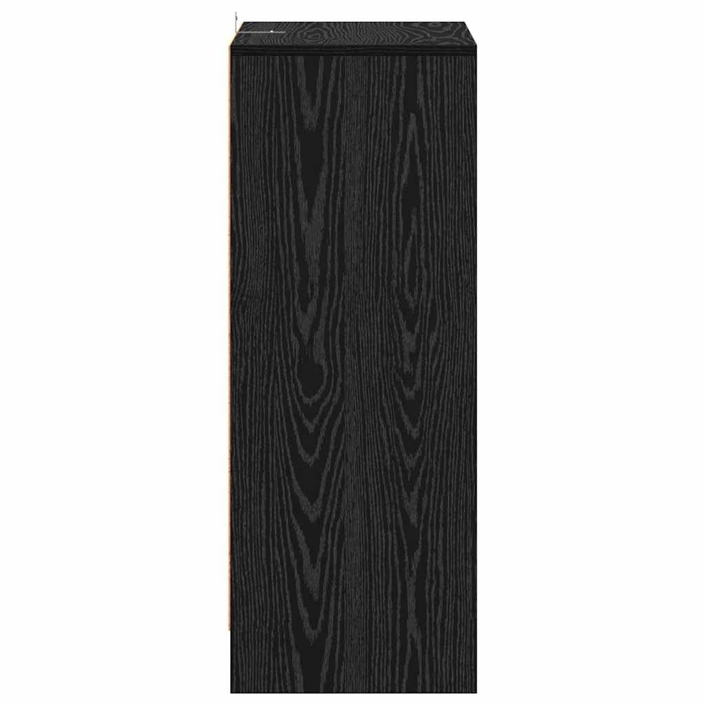 Scarpiera nera effetto quercia in legno 60 x 35 x 92 cm con 6 ripiani, armadio per corridoio, ingresso, scarpiera e ordine