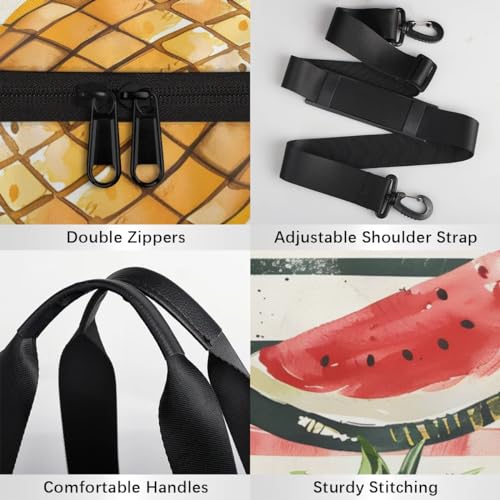 Pineapple Watermelon Stripes Travel Gym Bag Waterproof Sport Dance Bag for Women Men Portable Gymnastics Duffel Bags Canvas Tote Carry on Handbag for Workout Overnight Weekender4
