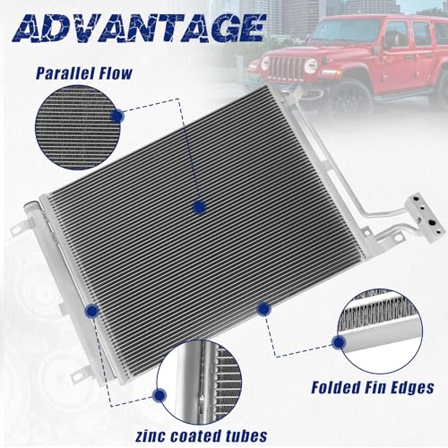 Image of Air Conditioning A /C Condenser Compatible with Jeep Wrangler 2018-2021 Gladiator 2020-2021# 30132, CN30132PFC, 68314789AA, 68314789AB, 68314789AC