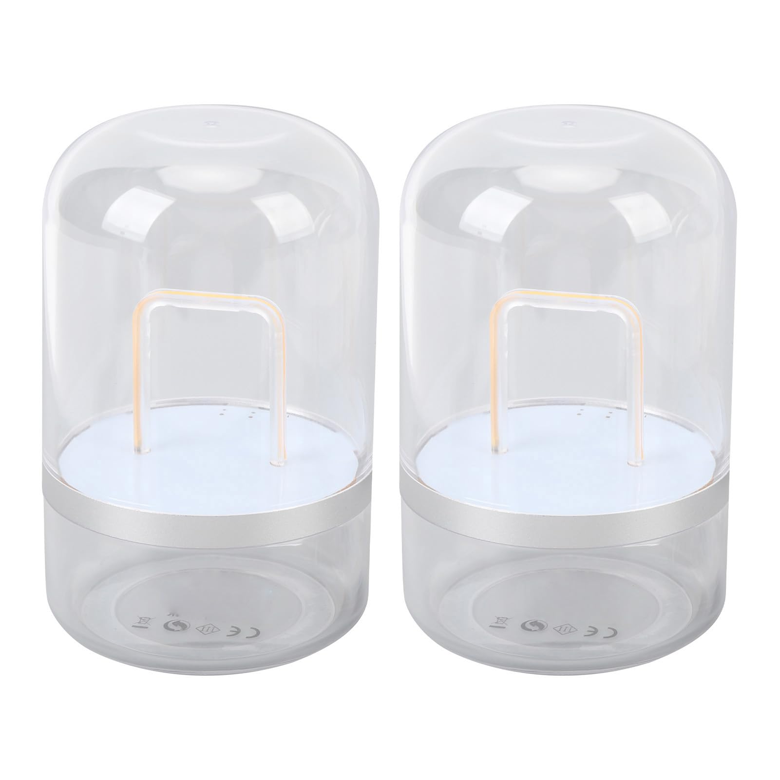 Langstrecken-Nachtlicht, Elegante Touch-Lampe, Fernerkundung für Paare, Heimdekoration, Transparent, Silberfarben, 2 Stück