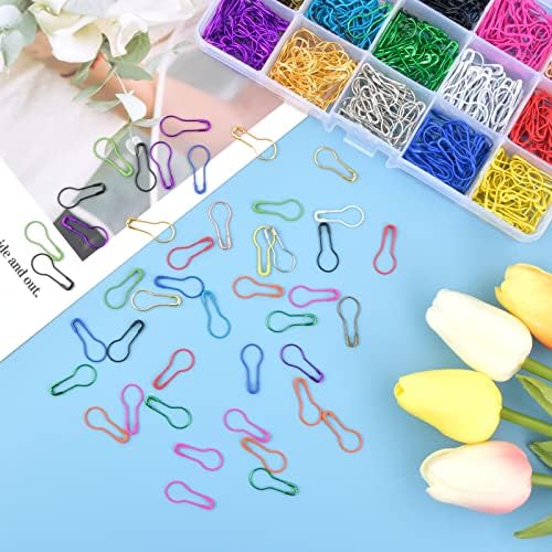 NATUCE 750Pcs 15 Colour Bulb Safety Pins,Metal Gourd Safety Pins Small Pins Calabash Pins Clothing Tag Pins Pear Shaped Pins Knitting Stitch Markers with Storage Box ,One Size