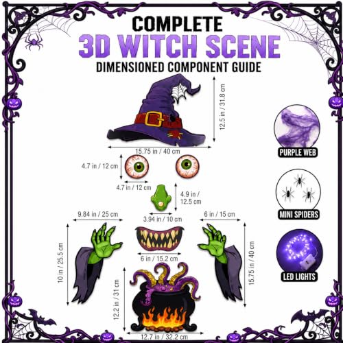 Bafeil Halloween Witch Trunk-or-Treat Car Decoration Kit w/ Purple LED Lights - image 4