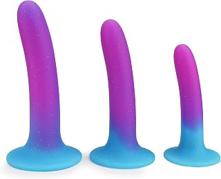 Anal Plug Trainer Kit:3PCS Silicone Butt Plugs Soft Anal Sex Toys Kit, Waterproof Anal Plugs Trainer Set for Adult Starter Beginner Men Women Couples Prostate Massage Anal Plugs Toys(Purple Blue)