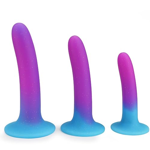 Anal Plug Trainer Kit:3PCS Silicone Butt Plugs Soft Anal Sex Toys Kit, Waterproof Anal Plugs Trainer Set for Adult Starter Beginner Men Women Couples Prostate Massage Anal Plugs Toys(Purple Blue) - Purple&Blue