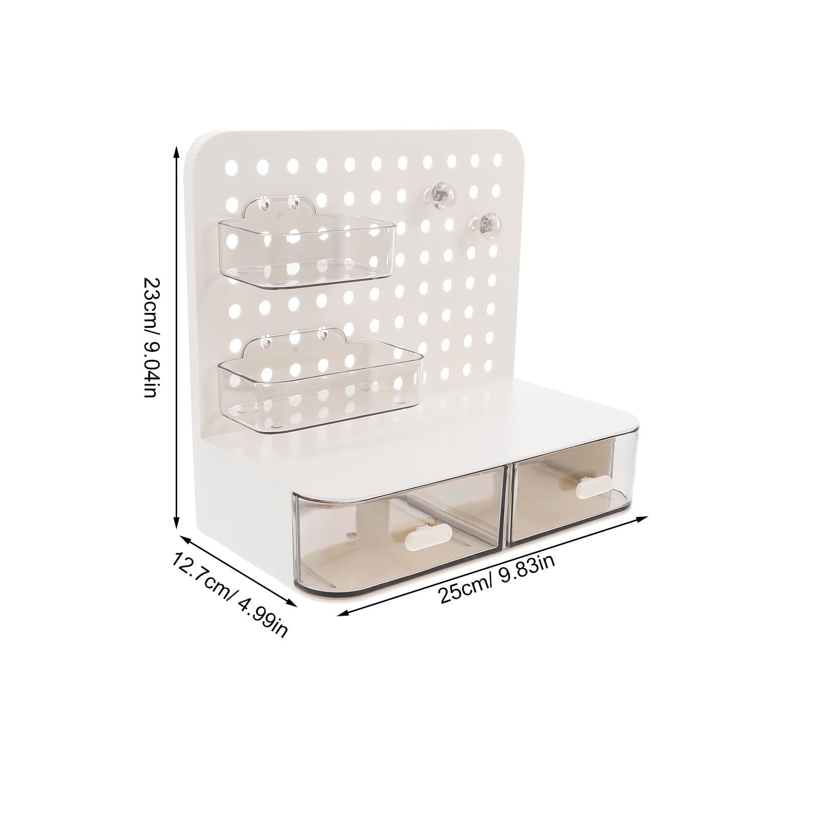 Abaodam Organizer da Scrivania Capacità Ampia in Plastica Bianco con Design Inclinato a Livelli per Cosmetici e Attrezzi, per Ufficio e Soggiorno Minimalista