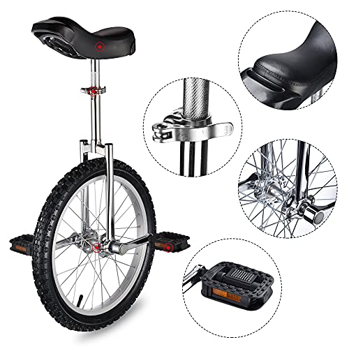 Image of AW 16 /18 /20 /24 Inch Wheel Outdoor Unicycle Adjustable Seat Exercise Bicycle | Fit Adults Kids Outdoor Sports Fitness Exercise, Various colors For Choice