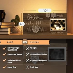 LED Illuminated Baby Sonogram Picture Frame - Countdown Weeks Feature, 4"x3" Ultrasound Photo for Pregnancy Announcements, Gender Reveal, Baby-Shower, New Mom Gifts, Keepsake for Expecting Parents LED Illuminated Baby Sonogram Picture Frame Countdown Weeks Feature 4×3 Ultrasound Photo for Pregnancy Announcements Gender Reveal Baby Shower New Mom Gifts Keepsake for Expecting Parents