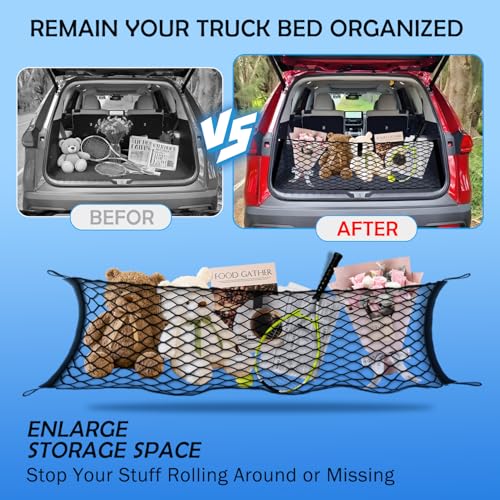Image of Envelope Style Cargo Net for 2020-2025 2026 Toyota Grand Highlander Accessories, Trunk SUV Mesh Cargo Net, Upgraded 5mm Bungee&Double-layer Nylon Storage Tailgate Netting Grocery&Tool Holder Organizer