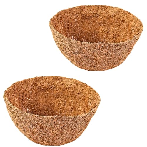 Smilbaley 2 Stück Kokosfaser-Auskleidung, Kokoseinlage,Runde Kokosfaser-Auskleidung, Ersatz-Pflanzkorb-Einlagen, Ersatzeinlage Hanging Basket Kokosmatte für Blumentöpfe Garten Veranda Balkon