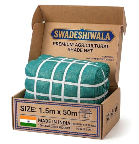 Image of SWADESHIWALA UV Stabilized Agro Green House Net Garden Shadenet Multipurpose - 50% 1.5mx50 m (5ft x 164ft) - Green (1.5X50M)