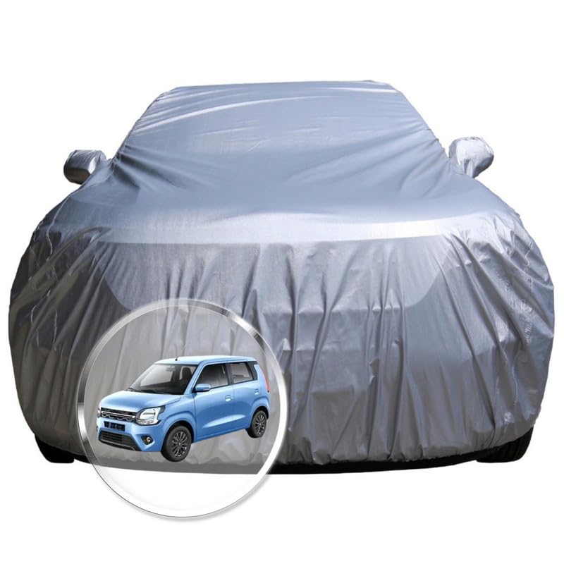 Image of NEODRIFT 'CrystalTech' Car Cover for Maruti Suzuki WagonR (100% Water-Resistant, All Weather Protection, Tailored Fit, Multi-Layered & Breathable Fabric) (Colour: Crystal Silver) (Model: 2019-2025)