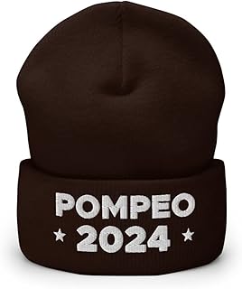 Hogue WS LLC Mike Pompeo Hat (Embroidered Cuffed Beanie) 2024 Presidential Election Candidate Brown