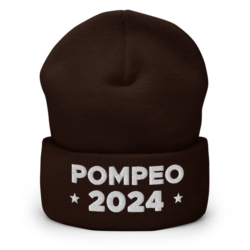 Hogue WS LLCMike Pompeo Hat (Embroidered Cuffed Beanie) 2024 Presidential Election Candidate Brown, Brown