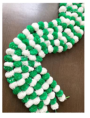 Image of SPHINX Artificial Marigold Fluffy Flowers Garlands for Decoration - Pack of 5 (White and Green)