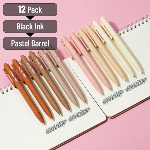Image of Mr. Pen- Retractable Gel Pens, 12 Pack, Black Ink, Natural Colors Barrels