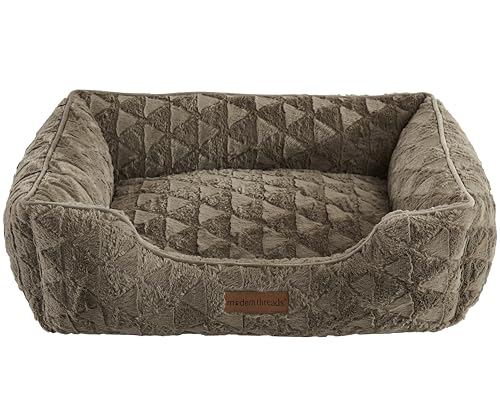 Image of Modern Threads Ultra Soft Plush Pet Bed for Medium to Large Dogs with Elegant Texture and Stylish Design, Removable Washable Cover, Brown, (34 inch L x 25 inch W x 9 inch Th)