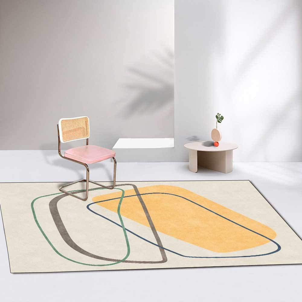 Tapis de salon doux 110 x 190 cm au design abstrait géométrique orange