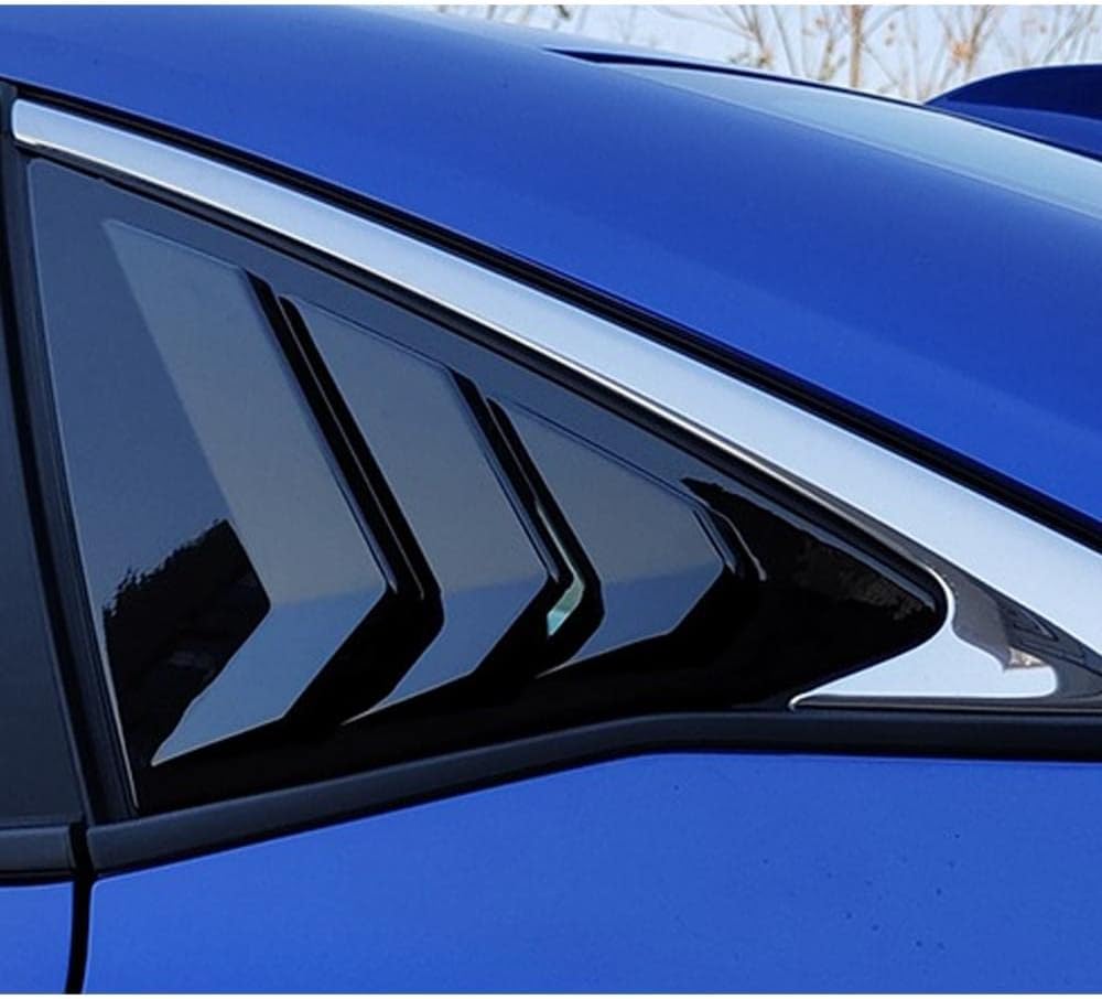 ウィンドウルーバー リアサイドベントウィンドウルーバーカバーフィットホンダシビックハッチバック1621光沢のある黒 Rear Glossy