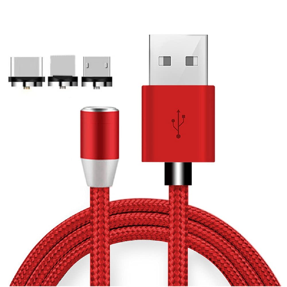 Evanc® iOS and Android 3 in 1 Magnetic Charging USB Cable with LED Light Compatible with All Phones and Tablets (Red) (B094DG23V9) Amazon Price History, Amazon Price Tracker