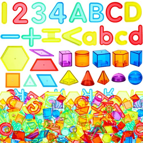 Blueweenly 268 Pcs Transparent Letters and Numbers Translucent Light Table Manipulatives Toys Light Box Accessories Colorful Plastic Sensory Play for Kids Counting Spelling Learning