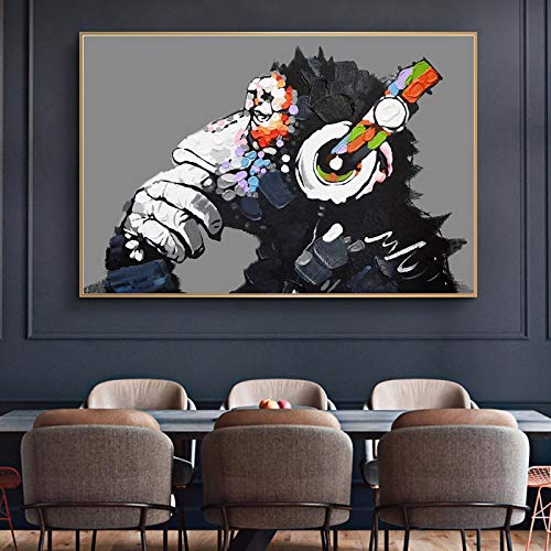 Peinture singe graffiti sur toile haut de gamme 60x80cm affiche sans cadre couleurs vives