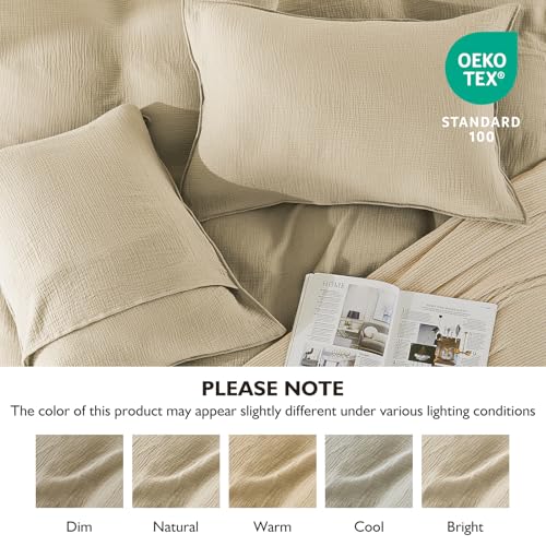 Image of EMME Muslin Cotton Duvet Cover Set Twin Size Linen Like Soft Breathable Lightweight Summer Comforter Cover Set with Zipper Closure (Twin, 68 inchx90 inch)
