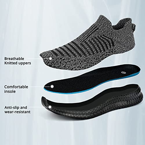 Men Casual Walking Shoes Slip-On Comfortable Tennis Stretch Fit Athletic Workout Sneakers Trendy Shoes Grey Size 11 #TOP1