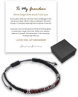 to My Grandson, I Love You Morse Code Bracelet, Adjustable Inspirational Beaded Morse Code Bracelets Gifts, Meaningful Gift for Grandson (1pc)