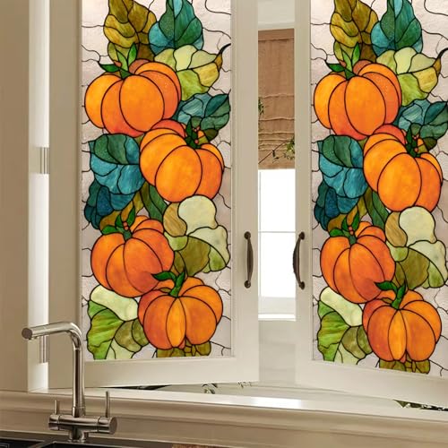 HOMETITUTE Película para ventana con hojas y calabazas 17.7x39.3 in miniatura 1