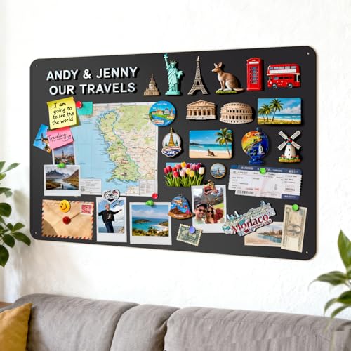 LYZZXI Magnettafel Schwarz 50x80 cm: Urlaubsmagnete Display Board mit Starker Magnetkraft für Fotos & Souvenirs - Matt Magnetwand für Wohnzimmer Büro | Ideal für Reiseliebhaber
