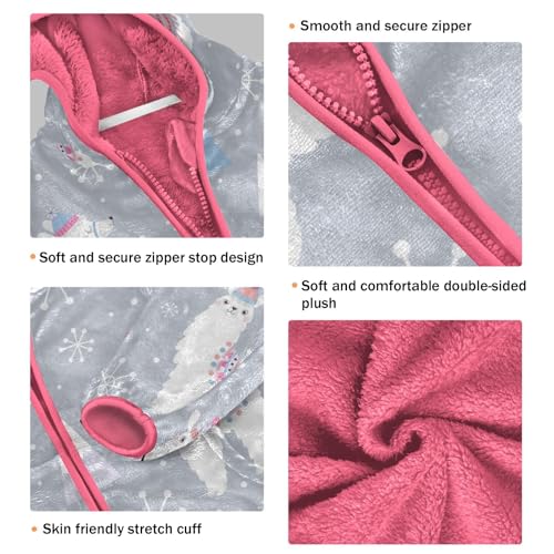 OTVEE Christmas Llama Snowflakes Kids Hoodie Jacket Fall Spring Full Zip Warm Outwear Coat3