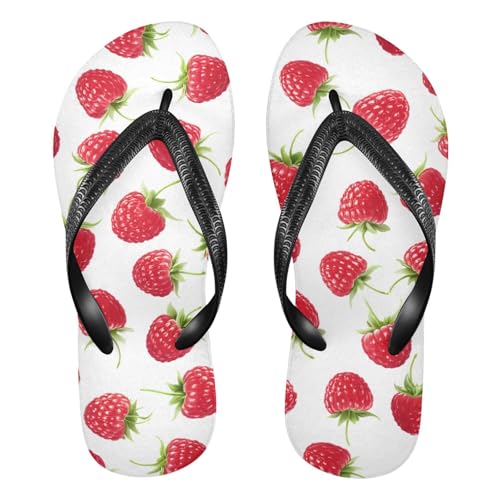 Red Raspberry Flip Flops for Beach Thong Sandals Anti-slip Lightweight Beach Shoes for Indoor Outdoor House