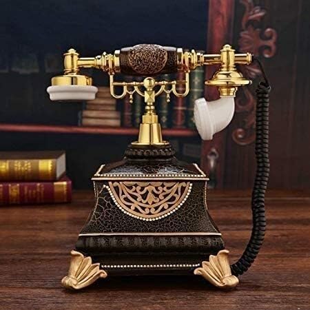 Teléfono fijo clásico europeo retro teléfono vintage teléfono fijo hotel teléfono fijo retro configuración teléfono europeo teléfono retro teléfono fijo hogar negro dorado A (B)