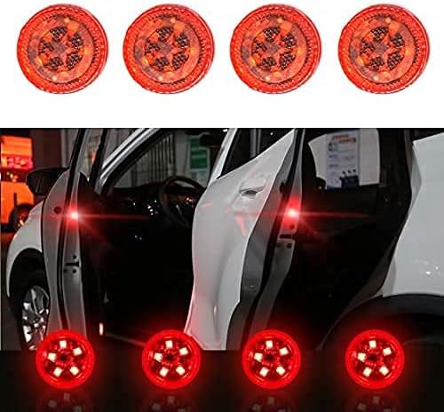 Air Wink® Waterproof 5 LED Wireless Car Door Warning Open Lights Indicator Decor Interior Flash Magnetic car led Lights for Anti Rear-End(RED) Free Batteries (2 Pair (4 pcs))