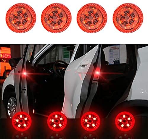 Air Wink® Waterproof 5 LED Wireless Car Door Warning Open Lights Indicator Decor Interior Flash Magnetic car led Lights for Anti Rear-End(RED) Free Batteries (2 Pair (4 pcs))