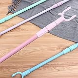 Qcwwy Teleskop-Kleiderbügel, Langer Stangenhaken aus Kunststoff für Zugang Zum Schrank, Ausziehbare Stange von 22,3 Bis 38,0 Zoll für Einfaches Erreichen (Blue)