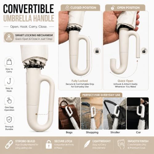 Image of Vasukie Compact Travel Umbrella with Ergonomic C-Shaped Handle, Wind Resistant Folding Umbrella for Men & Women, Lightweight Portable Umbrella for Travel, Office & Daily Use