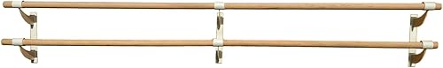 Miniatura 6 de Barra de ballet doble barra de 9 pies de largo 2.0 pulgadas de diámetro, blanca, para niños y adultos | Barra de ballet de madera de altura fija de