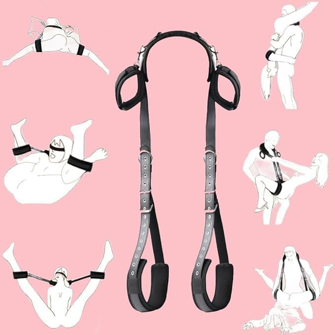 Portable SM Games Sex Toys Bondage Rope Kit Restraints Tape with Cuffs & Collar Sex Strap with Handcuffs and Leg Straps Cuffs Bed Restaurants Sex Resistant Set for Adult Couples Sweater A04u