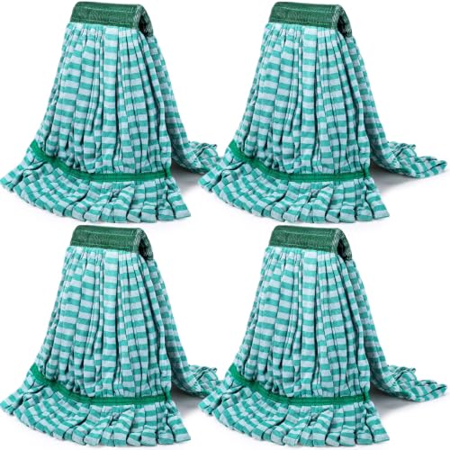 Image of Lallisa 4 Pcs Microfiber Commercial Mop Head Replacement Tube Industrial Looped End Mop Heads Refill for Floor Cleaning for Home Commercial Industrial Use (Medium,Dark Green)