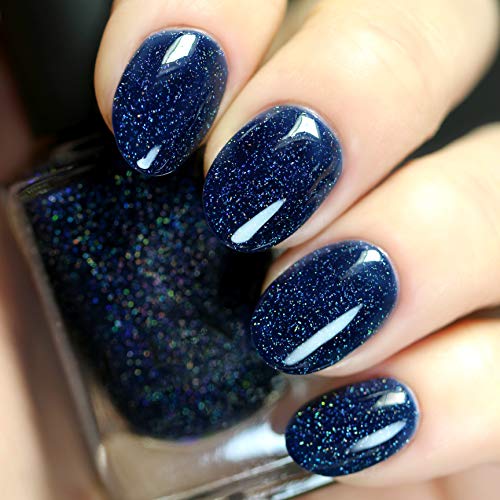 Image of ILNP You Up? - Deep Navy Blue Holographic Nail Polish, 7-Free, Non-Toxic, Vegan, Cruelty Free, 12ml